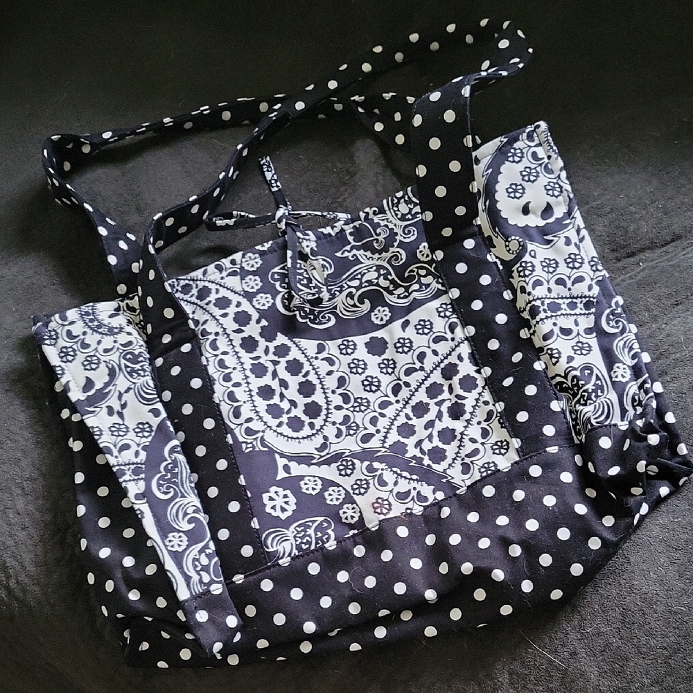 Talbots Black and White Polka Dot Tote